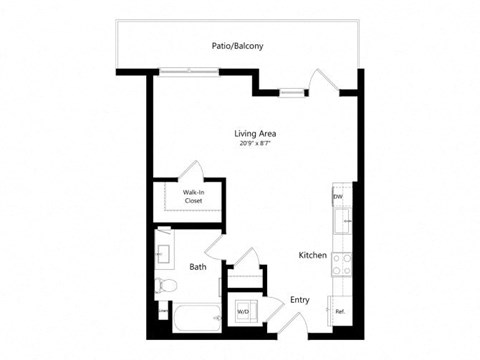 the floor plan of the studio apartment